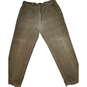 Vtg Bill Blass Corduroy Pants Mens Sz 38x32 Beige Pleated Cuffed Black Label Y2K